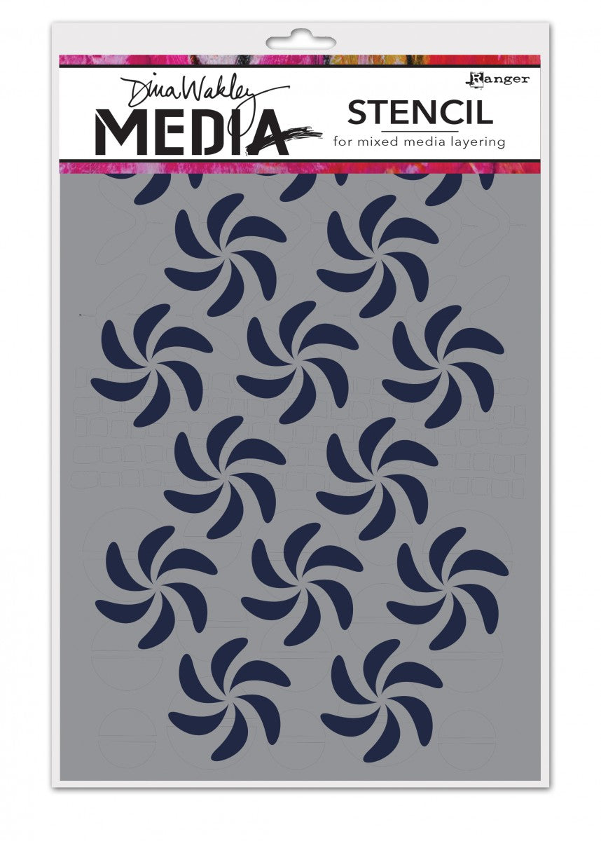 Dina Wakley Media Stencils: Bendy Pinwheels MDS49869