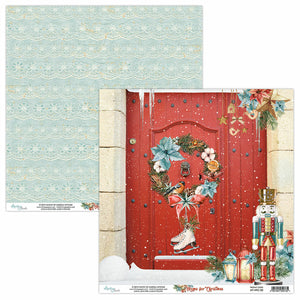 Mintay Home for Christmas Collection 12x12 Scrapbook Paper Red Door (MT-HFC-02)