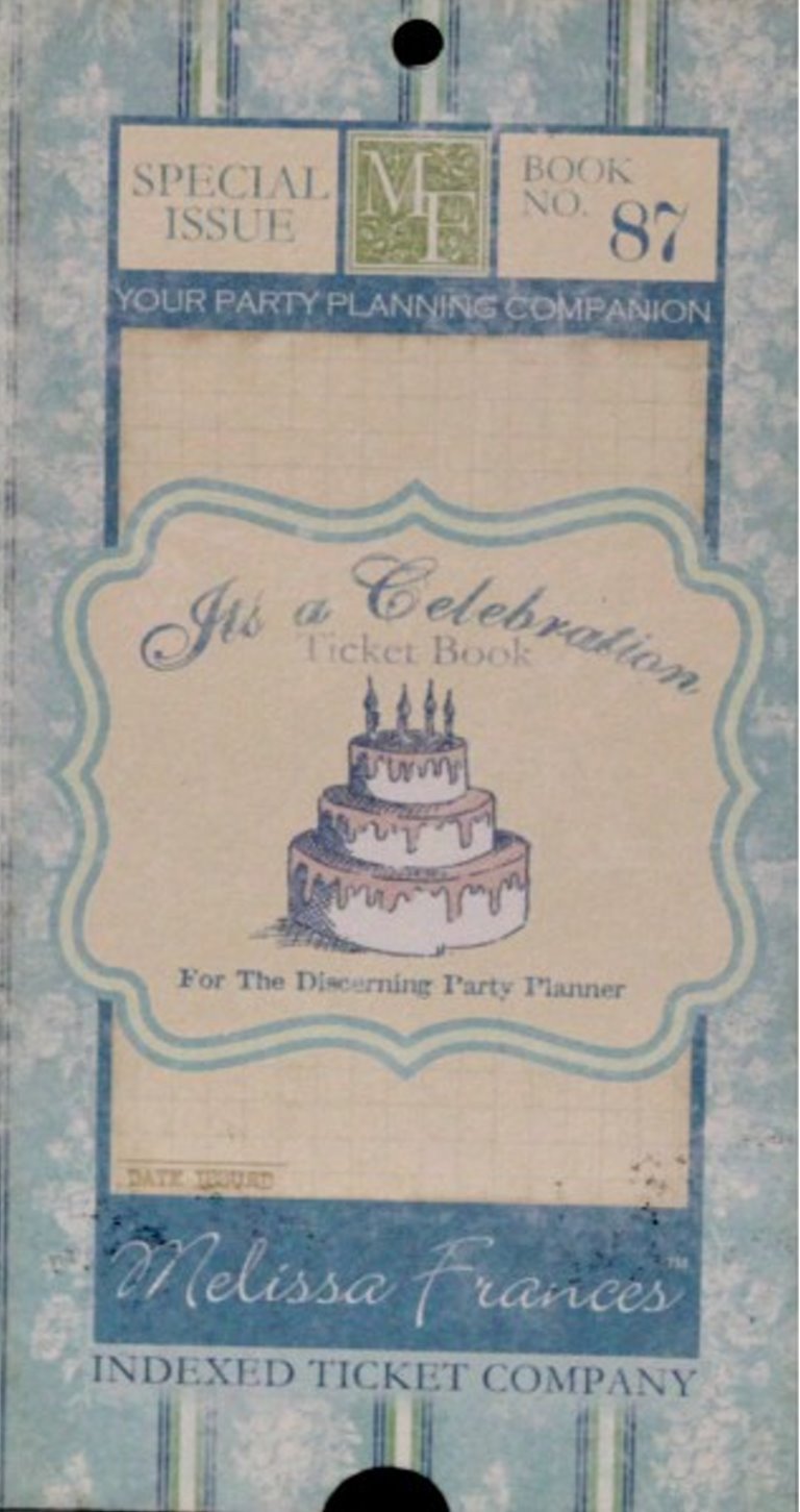 Melissa Frances Indexed Ticket Company - It's a Celebration Ticket Book (GN150)