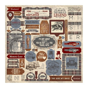 Authentique Mister Collection 12x12 Scrapbook Paper Details (MIS013)