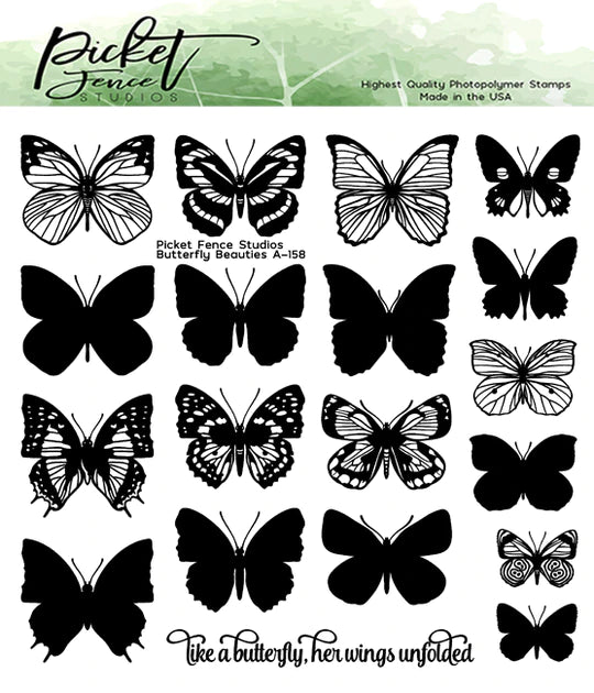 Picket Fence Studios Stamp & Die Set Butterfly Beauties (A-158D)