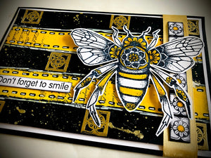 PaperArtsy Rubber Stamp Set Bee & Hexagons designed by Tracy Scott (TS059)