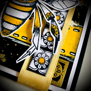 PaperArtsy Rubber Stamp Set Bee & Hexagons designed by Tracy Scott (TS059)