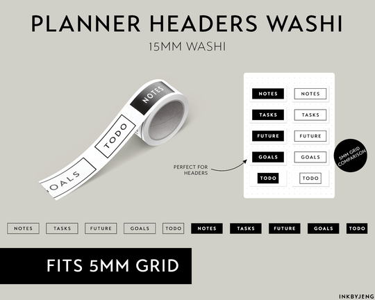 InkByJeng Washi Tape - Planner Headers (Boxed) - (W15-PH-093)