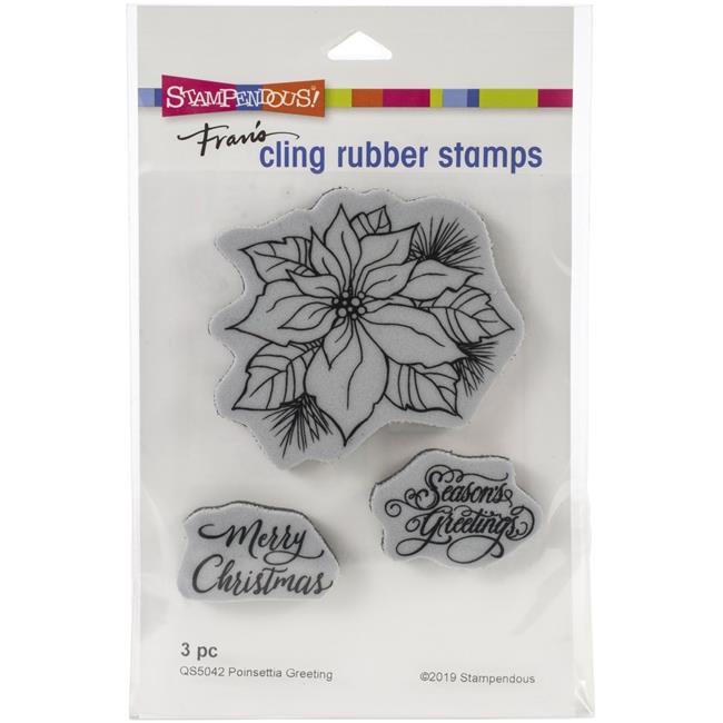 Stampendous! Fran's Cling Rubber Stamps Poinsettia Greetings (QS5042)