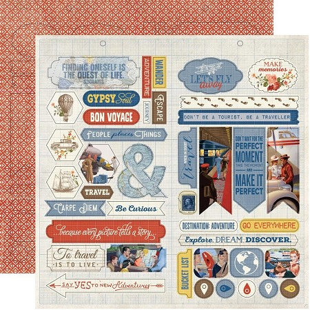 Authentique Quest Collection 12x12 Scrapbook Paper Quest Details (QUE009)