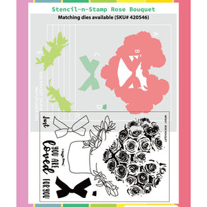 Waffle Flower Stencil-n-Stamp & Die Set Rose Bouquet