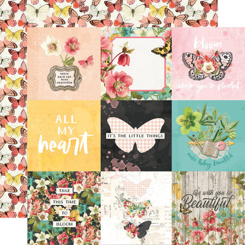 Simple Stories Vintage Cottage Fields 12x12 Scrapbook Paper 4x4 Elements (14713)