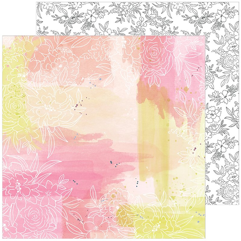 Pinkfresh Studio 12x12 Scrapbook Paper Just a Little Lovely Collection One Fine Day (PFRC500119A)