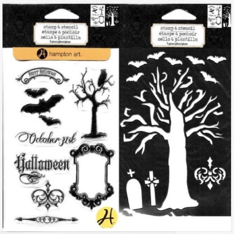 Hampton Arts Stamp & Stencil Set Halloween (SC0659)