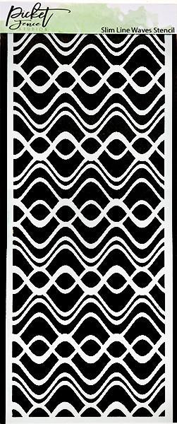 Picket Fence Studios Slimline Stencil Waves (SC-207)