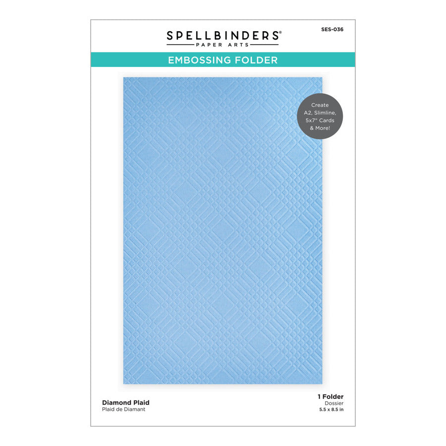 Spellbinders Paper Arts Embossing Folder Diamond Plaid (SES-036)