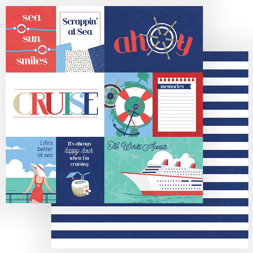 Photoplay Set Sail Collection 12x12 Scrapbook Paper Ahoy (SET9706)