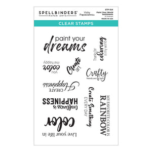 Spellbinders Paper Arts Clear Stamp Paint Your World Sentiments (STP-104)