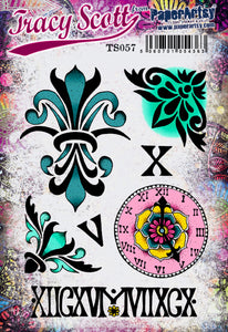 PaperArtsy Rubber Stamp Set Damask & Fleur De Lis designed by Tracy Scott (TS057)