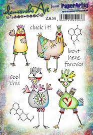 PaperArtsy Stamp Set Cluck It! designed by Elena Zinski (ZA56)