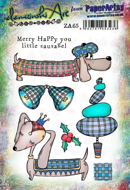 PRE-ORDER PaperArtsy Rubber Stamp Set Merry Happy Little Sausage designed by ElenaZinski Art (ZA65)