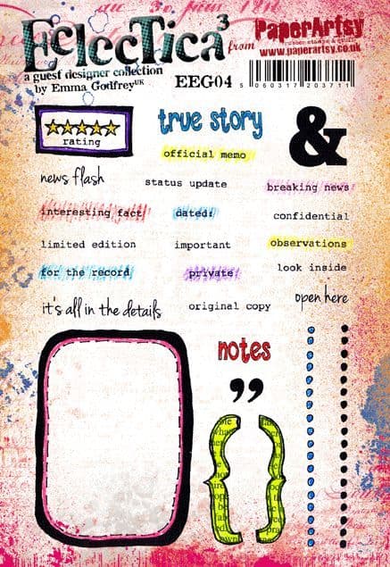 Paper Artsy Eclectica3 Rubber Stamp Set True Story by Emma Godfrey (EEG04)