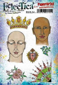 PaperArtsy Eclectica3 Rubber Stamp Set Crown & Two Faces designed by Gwen LaFleur (EGL34)