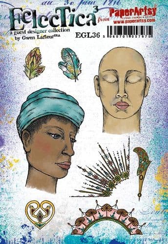 PaperArtsy Eclectica3 Rubber Stamp Set Two Faces designed by Gwen LaFleur (EGL36)