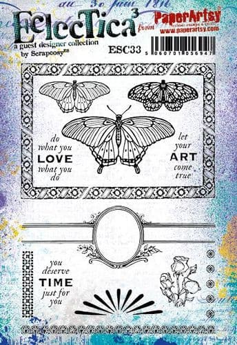 PaperArtsy Eclectica3 Stamp Set Butterfly Frame by Scrapcosy (ESC33)