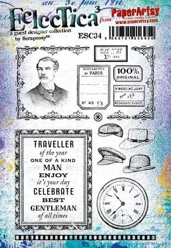 PaperArtsy Eclectica3 Stamp Set Vintage Man by Scrapcosy (ESC34)