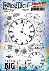 PaperArtsy Eclectica3 Stamp Set Telling Time by Scrapcosy (ESC35)