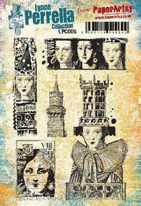 PaperArtsy Rubber Stamp Set Elizabethan Portraits designed by Lynne Perrella (LPC006)