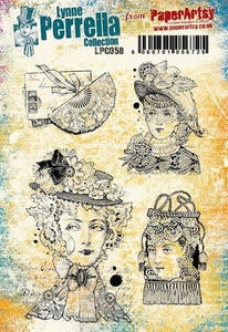 PaperArtsy Rubber Stamp Set Fans and Faces designed by Lynne Perrella (LPC058)