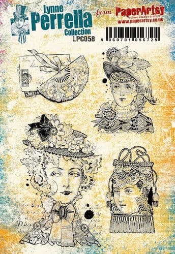 PaperArtsy Rubber Stamp Set Fans and Faces designed by Lynne Perrella (LPC058)