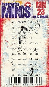 PaperArtsy Minis Red Rubber Stamp on EZ Mount Grungy Numbers (MN23)