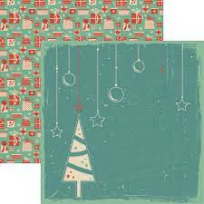 Reminisce  Scrapbook Paper Vintage Christmas Collection 12x12 Scrapbook Paper Christmas Tree Too (VIN-003)