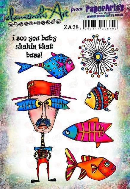 PaperArtsy Rubber Stamp Set Shakin' that Bass! designed by ElenaZinski Art (ZA28)