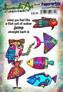 PRE-ORDER PaperArtsy Rubber Stamp Set Fish Out of Water designed by ElenaZinski Art (ZA29)