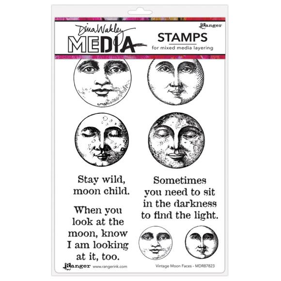 Dina Wakely Media Vintage Moon Faces Stamp Set MDR87823