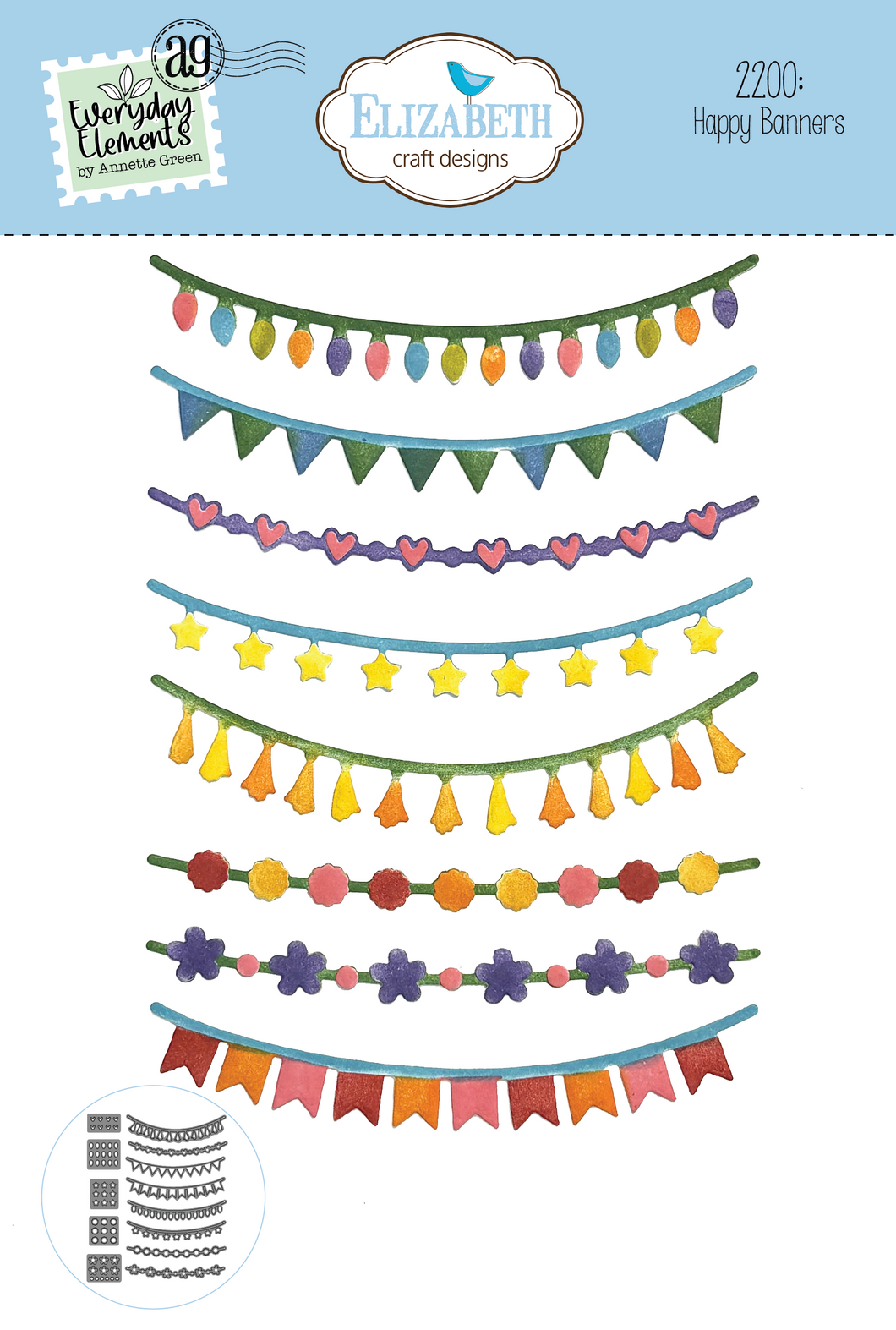 Elizabeth Craft Designs Annette Green Happy Banners Die Set (2200)