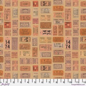 Tim Holtz Freespirit Fabric Orange Tickets (PWTH232.ORANGE)