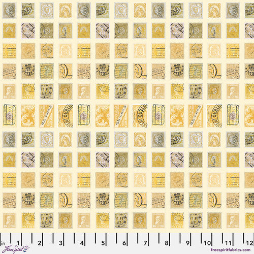 Tim Holtz Freespirit Fabric Yellow Stamps (PWTH241.YELLOW)