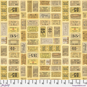 Tim Holtz Freespirit Fabric Yellow Tickets (PWTH242.YELLOW)