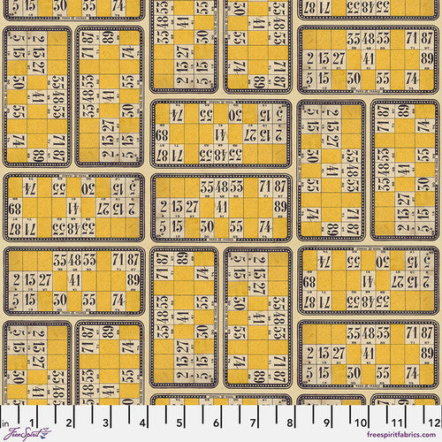 Tim Holtz Freespirit Fabric Yellow Numbers (PWTH246.YELLOW)