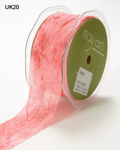 May Arts Ribbons 1.5" Crinkle Crushed Ribbon with Cut Edge Rose (UK-5-20)