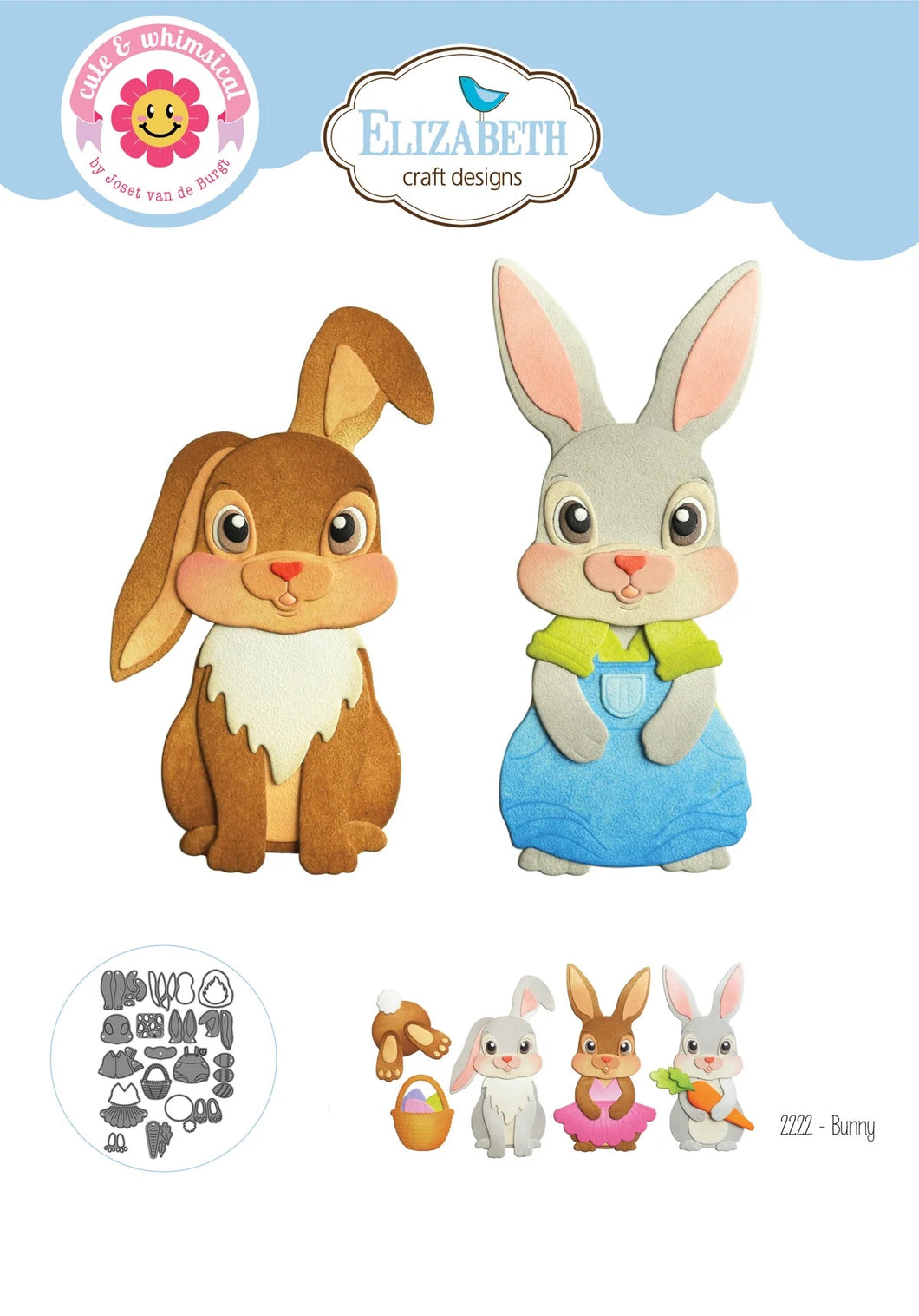 Elizabeth Craft Designs Cute and Whimsical Bunny (2222)